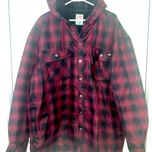 Like New Dickies Fleece Lined Plaid Hooded Flannel Jacket
